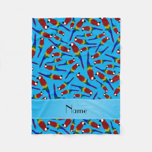 Persoonlijke naam sky blue red parrots fleece deken (Voorkant)