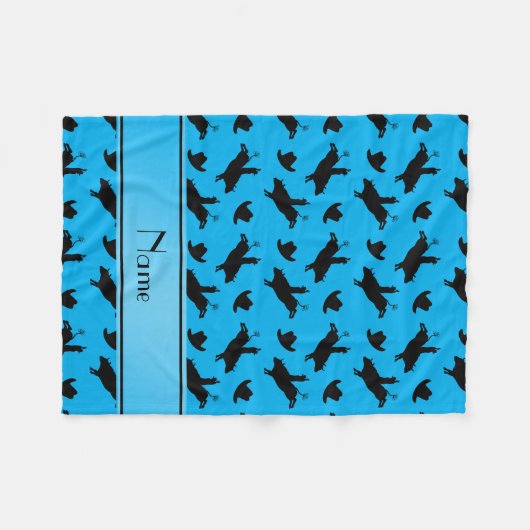 Persoonlijke naam sky blue rodeo bull riding fleece deken (Voorkant (Horizontaal))