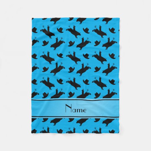Persoonlijke naam sky blue rodeo bull riding fleece deken (Voorkant)