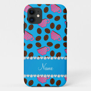 Persoonlijke naam sky blue roze koffiebekers bonen Case-Mate iPhone case