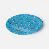 Persoonlijke naam sky blue siberian husky dogs papieren bordje (Gekanteld)