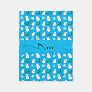 Persoonlijke naam sky blue snewman kerstmis fleece deken
