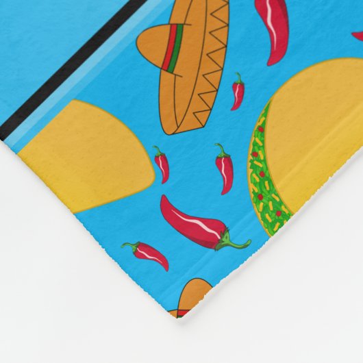 Persoonlijke naam sky blue tacos sombreros chilis fleece deken (Hoek)