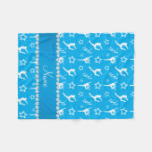 Persoonlijke naam sky blue white gymnastics stars fleece deken (Voorkant (Horizontaal))