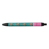 Persoonlijke naam: slank heldere aqua glitter zwarte inkt pen (Voorkant)