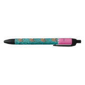 Persoonlijke naam: slank heldere aqua glitter zwarte inkt pen (Bodem)