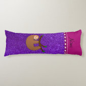 Persoonlijke naam sloth indigo paarse glitter lichaamskussen (Voorkant)
