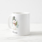 Persoonlijke Naam Sneeuwman Koffiemok (Voorkant links)