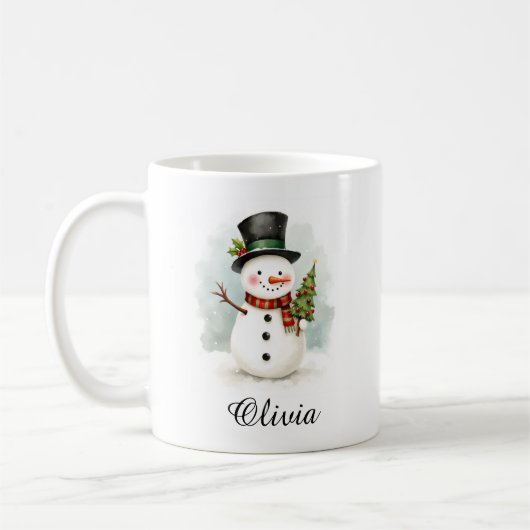 Persoonlijke Naam Sneeuwman Koffiemok (Links)
