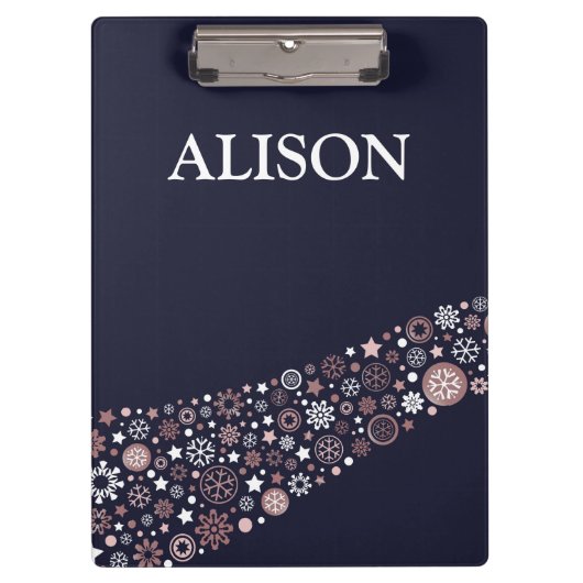 Persoonlijke naam sneeuwvlokken voor kerstwinter klembord (Voorkant)