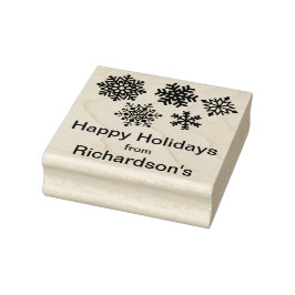 Persoonlijke naam Snowflakes kerstKaart of Label Rubberstempel