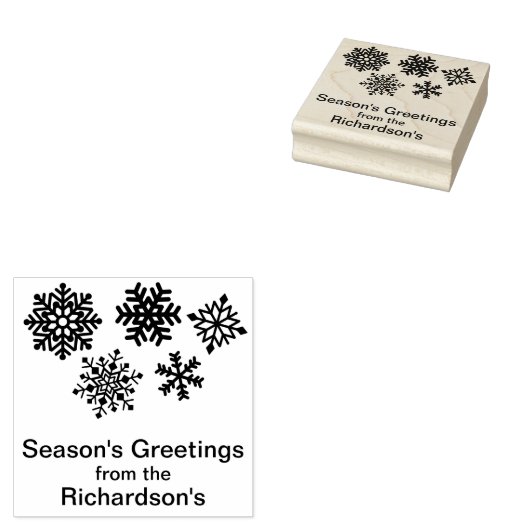 Persoonlijke naam Snowflakes kerstKaart of Label Rubberstempel (Gestempeld)