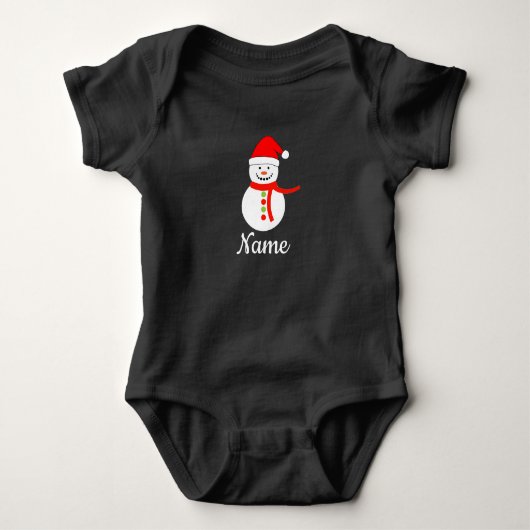 Persoonlijke naam Snowman Kerstmis Romper (Voorkant)