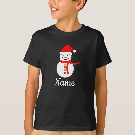 Persoonlijke naam Snowman Kerstmis T-Shirt (Voorkant)