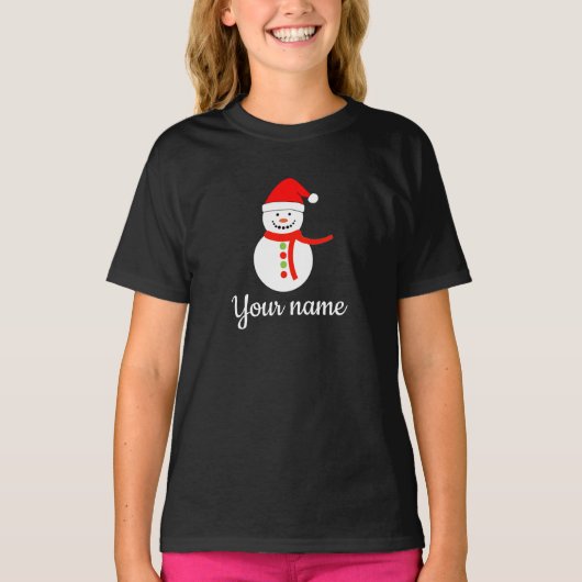 Persoonlijke naam Snowman Kerstmis T-Shirt (Voorkant)