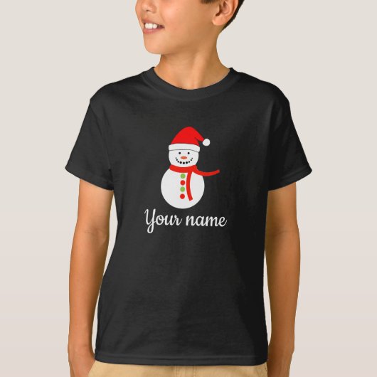 Persoonlijke naam Snowman Kerstmis T-Shirt (Voorkant)