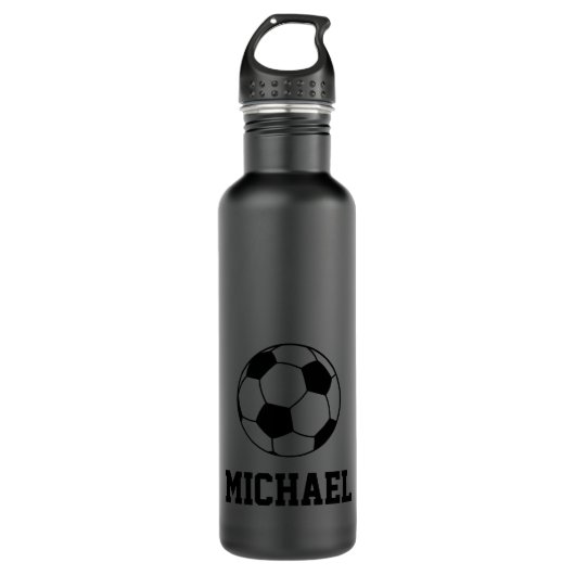 Persoonlijke naam Soccer Black Waterfles (Voorkant)
