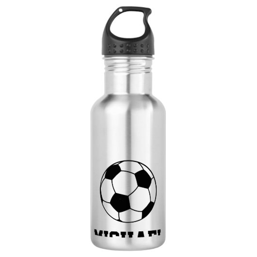 Persoonlijke naam Soccer Black Waterfles (Voorkant)