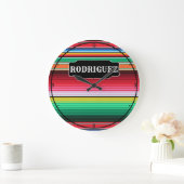 Persoonlijke naam Spaans Serape Mexican Blanket Grote Klok (Huis)