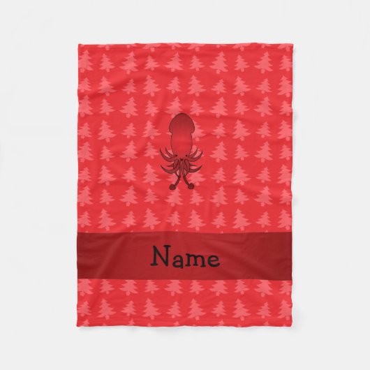 Persoonlijke naam squid red kerstbomen fleece deken (Voorkant)