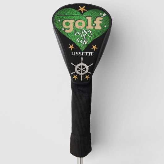 Persoonlijke naam & Starfish Golf Way of Life Golfheadcover (Voorkant)
