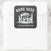 Persoonlijke Naam Steiger Schaduw Baars Vierkante Sticker (Tas)