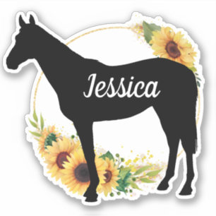 Persoonlijke naam Sticker paard silhouette