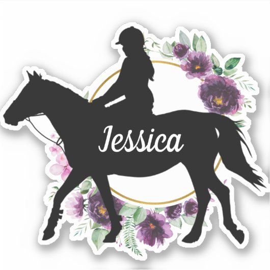 Persoonlijke naam Sticker paard silhouette (Voorkant)