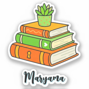 Persoonlijke naam sticker voor leraren (boeken) Cu