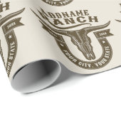 Persoonlijke NAAM Stier Schedel Western Ranch Cadeaupapier (Rol Hoek)