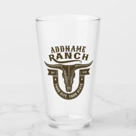 Persoonlijke NAAM Stier Schedel Western Ranch Glas