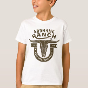 Persoonlijke NAAM Stier Schedel Western Ranch T-shirt