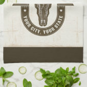 Persoonlijke NAAM Stier Schedel Westerse Ranch Theedoek (Gevouwen)