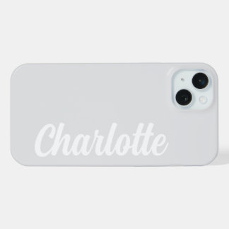 Persoonlijke naam stijlvol modern minimaal lichtgr iPhone 15 plus case