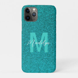 Persoonlijke naam stijlvolle glitters groen Case-Mate iPhone case