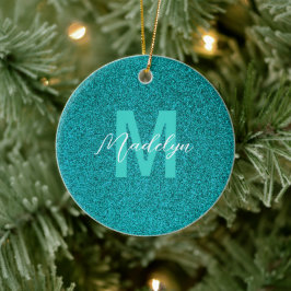 Persoonlijke naam stijlvolle glitters groen keramisch ornament