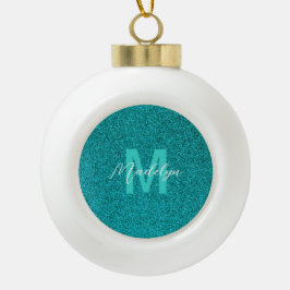 Persoonlijke naam stijlvolle glitters groen keramische bal ornament