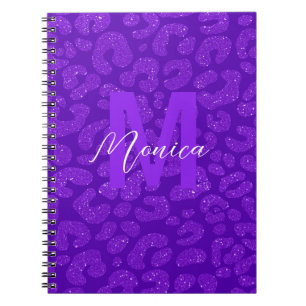 Persoonlijke naam stijlvolle paarse glitters luipa notitieboek