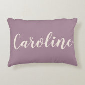 Persoonlijke naam Stof Paars Minimalistische Scrip Accent Kussen (Voorkant)