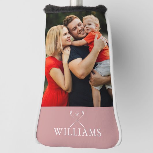 Persoonlijke naam Stof Roze Roze Foto Golfheadcover (Draai 90)