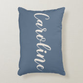 Persoonlijke naam Stofblauw Minimalistische script Accent Kussen (Voorkant(Verticaal))