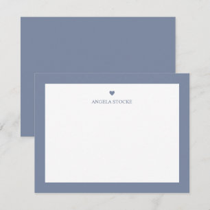 Persoonlijke naam Stofblauwe Hart Notitiekaartje