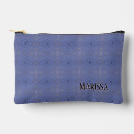 Persoonlijke naam subtiel diamantpatroon blauw etui