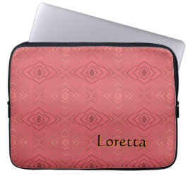 Persoonlijke naam subtiel diamantpatroon roze laptop sleeve