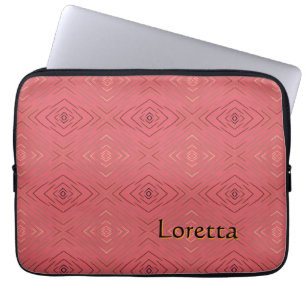 Persoonlijke naam subtiel diamantpatroon roze laptop sleeve