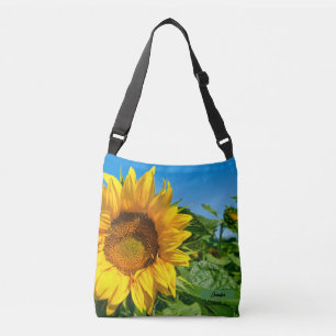 Persoonlijke naam Sunflower Blue Sky Crossbody Tas