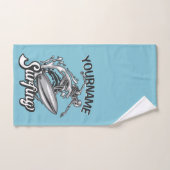 Persoonlijke NAAM Surfer Big Wave Skeleton Surfing Bad Handdoek (Handdoek)