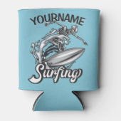 Persoonlijke NAAM Surfer Big Wave Skeleton Surfing Blikjeskoeler (Voorkant)