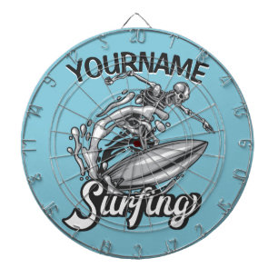 Persoonlijke NAAM Surfer Big Wave Skeleton Surfing Dartbord