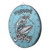 Persoonlijke NAAM Surfer Big Wave Skeleton Surfing Dartbord (Voorkant Rechts)